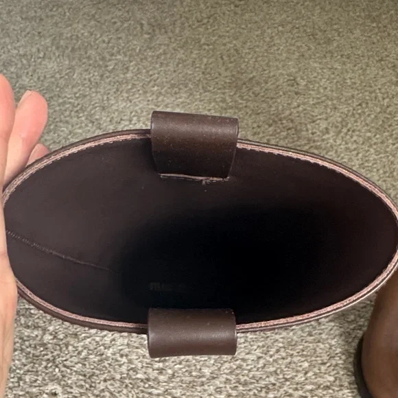 Brown Leather Tall Block-Heel Boots 35 - Picture 4 of 6